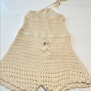 Lulu's Cream Crochet Halter Jumpsuit